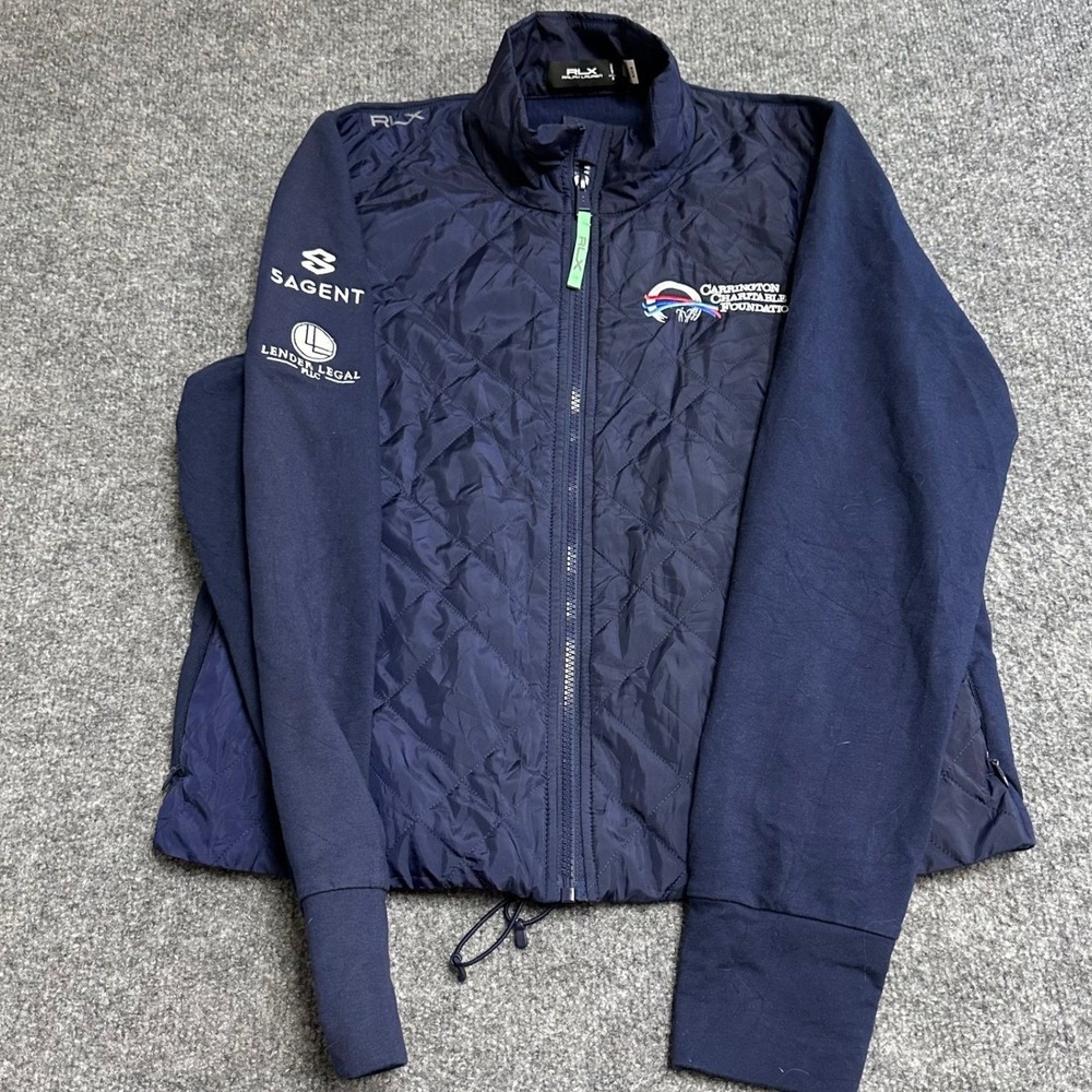 RLX Ralph Lauren Jacket Womens Size M Navy Blue Quilted Hybrid Full Zip Golf